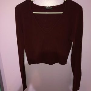 Long Sleeve Burgundy Crop